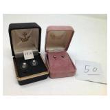 TWO SETS OF STUD EARRINGS, ONE IS 14K