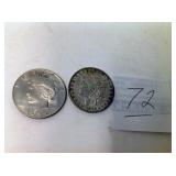 1934 PEACE DOLLAR & 1880 MORGAN DOLLAR