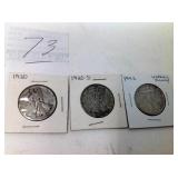 1920, 1920D, 1942 WALKING LIBERTY HALF DOLLARS
