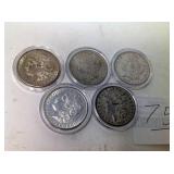 5) MORGAN SILVER DOLLARS