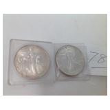 2) EAGLE SILVER DOLLARS