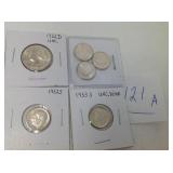1952S,1953S, 1955, 1955D, 1955S SILVER DIMES