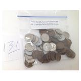 45 CANADIAN CENTS 1937-1959, 26 CANADIAN NICKELS