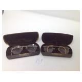 2 OLD PAIR EYE GLASSES & CASES