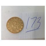 1881 US $10 DOLLAR GOLD LIBERTY
