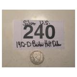 U.S. SILVER BARBER HALF DOLLAR...1912-D