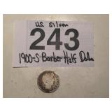 U.S. SILVER BARBER HALF DOLLAR...1900-S