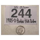 U.S. SILVER BARBER HALF DOLLAR...1905-O