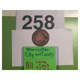 WORCESTER CITY & COUNTY 1811 LRG. CENT TOKEN