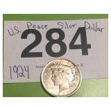 U.S. SILVER PEACE DOLLAR....1924