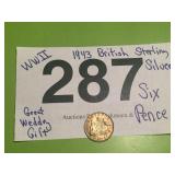 WWII 1943 BRITISH STERLING SILVER SIX PENCE