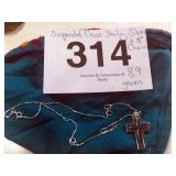 SUSPENDED CROSS ON STERLING SILVER 18" CHAIN