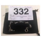 7" VINTAGE STERLING SILVER BLACK ONYX BRACELET