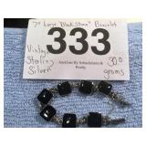 VINTAGE STERLING SILVER 7" LARGE BLACK STONE