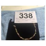7" STERLING SILVER GOLD MULTI STONE BRACELET.13.8G
