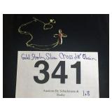GOLD STERLING SILVER CROSS & 18" CHAIN...1.8G