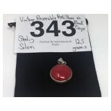 VINTAGE REVERSABILE RED STONE/BLACK ONYX STERLING