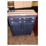RED, WHITE, & BLUE CABINET 29 X 37 X 12 1/2