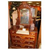 ANTIQUE DRESSER W/MIRROR