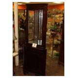 MAHOGANY ETCHED GLASS CORNER CABINET 27-1/2 X 72