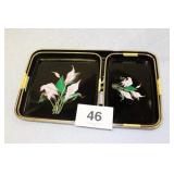3 PIECE ORIENTAL SERVING TRAYS 19 X 11