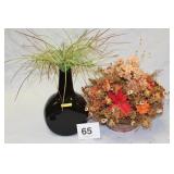 FLORAL ARRANGEMENT, VASE & GREENERY  12"