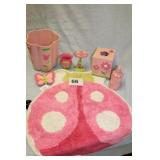 PINK BATHROOM ACCESSORIES, 7 PCS.