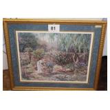 "LADY IN GARDEN" FRAMED PRINT...37X31