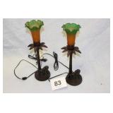 TIFFANY STYLE LAMPS W/HORSES...16"