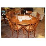 OAK TABLE W/CLAW FEET & 6 CHAIRS...48"