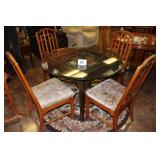 TABLE & 4 CHAIRS , GLASS TOP 44"