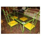 TABLE & 4 CHAIRS, GLASS & METAL 60 X 32