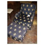 CHAIR & OTTOMAN ON ROLLERS