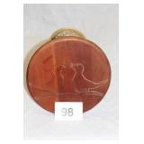 METAL ENGRAVED WOOD STOOL  12X17