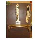 SHELF & 2 CANDLE HOLDERS