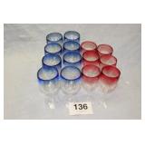 14 RED & BLUE HEAVY GOBLETS