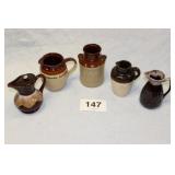 4 PITCHERS & 1 MILK CROCK