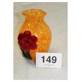 7" VASE W/ROSE...CRACKED