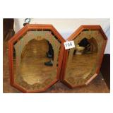 2 WOOD FRAMES STAINED GLASS/MIRROR...36X21