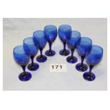 8 BLUE GOBLET GLASSES