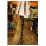 METAL FLOOR LAMP W/FLOWERS, NEW SHADE IN PLASTIC