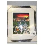 FRAMED SERILITHOGRAPH, SUNSET IN THE PARK