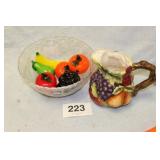 FRUIT PITCHER & BOWL, ETC.