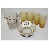PITCHER, BOWL, 4 GLASSES