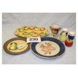 PLATTER, 2 PLATES (1 CHIPPED) 2 S & P SHAKER SETS