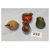 4 GLASS FRUITS, APPROX 6 X 4