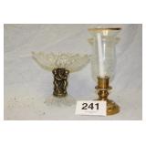 BRASS & GLASS CANDLE HOLDER, COMPOTE