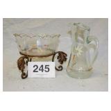 PITCHER, BOWL ON STAND 9"