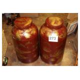 ORIENTAL URNS, ONE HAS LITTLE DAMAGE 25"