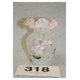 VASE STAMPED FENTON, SIGNED C CURRY